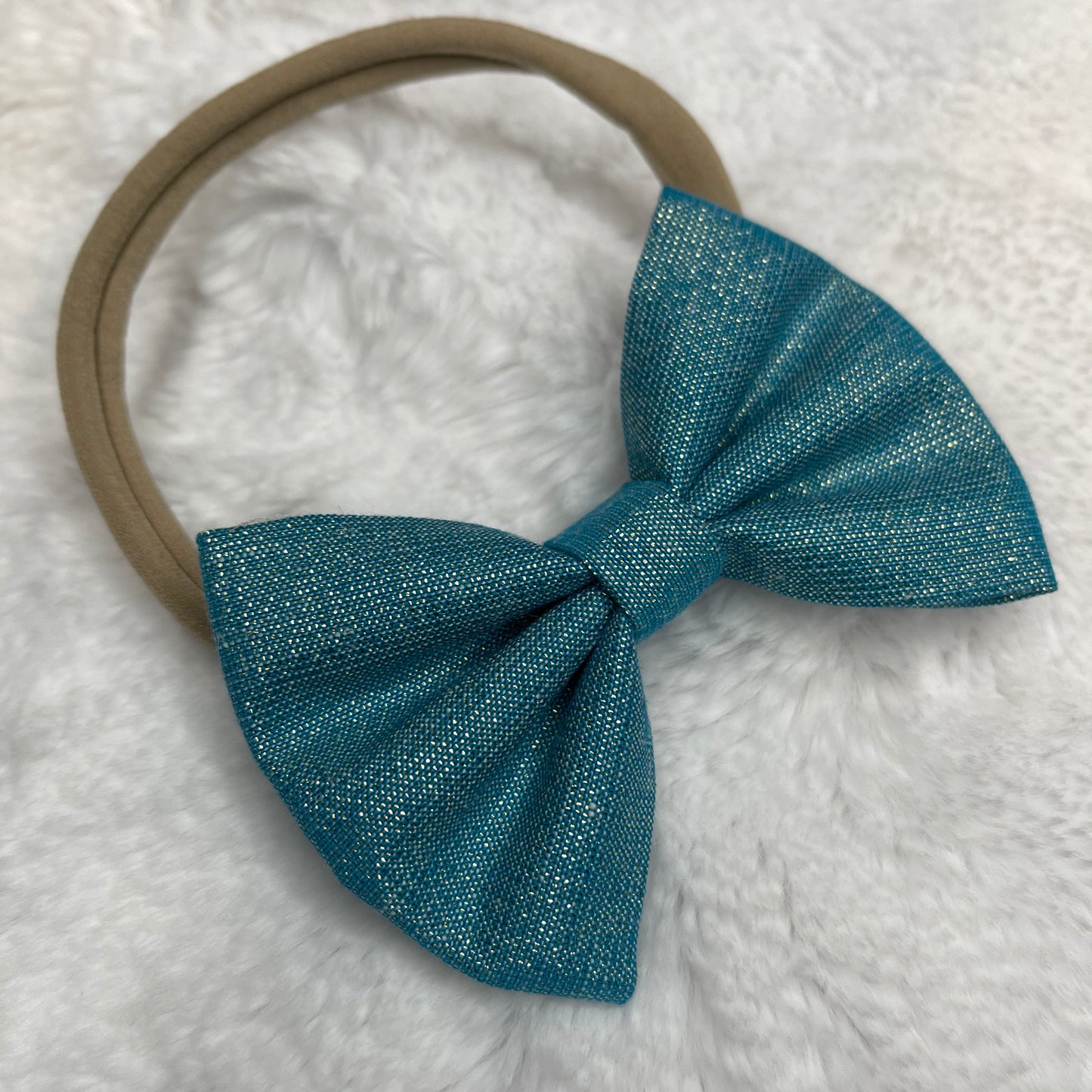 Aqua Brightness Mini bow Headband